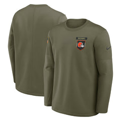 Nike Cleveland Browns 2025 Salute to Service Sideline Coaches Therma-FIT Long Sleeve Shirt Olive