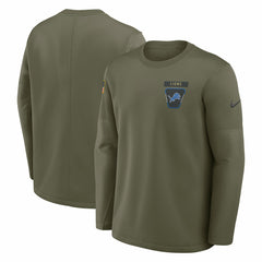 Nike Detroit Lions 2025 Salute to Service Sideline Coaches Therma-FIT Long Sleeve Shirt Olive