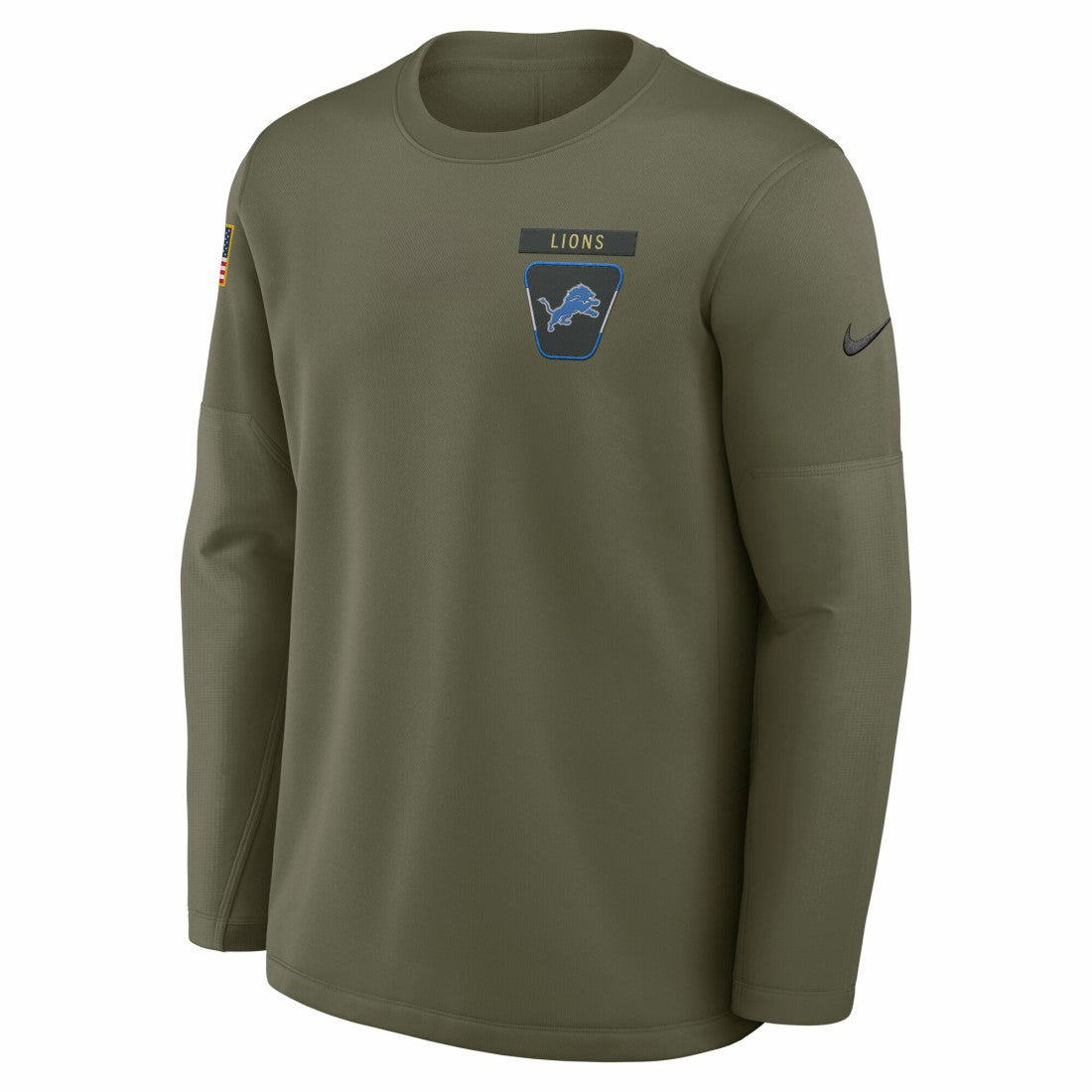 Nike Detroit Lions 2025 Salute to Service Sideline Coaches Therma-FIT Long Sleeve Shirt Olive