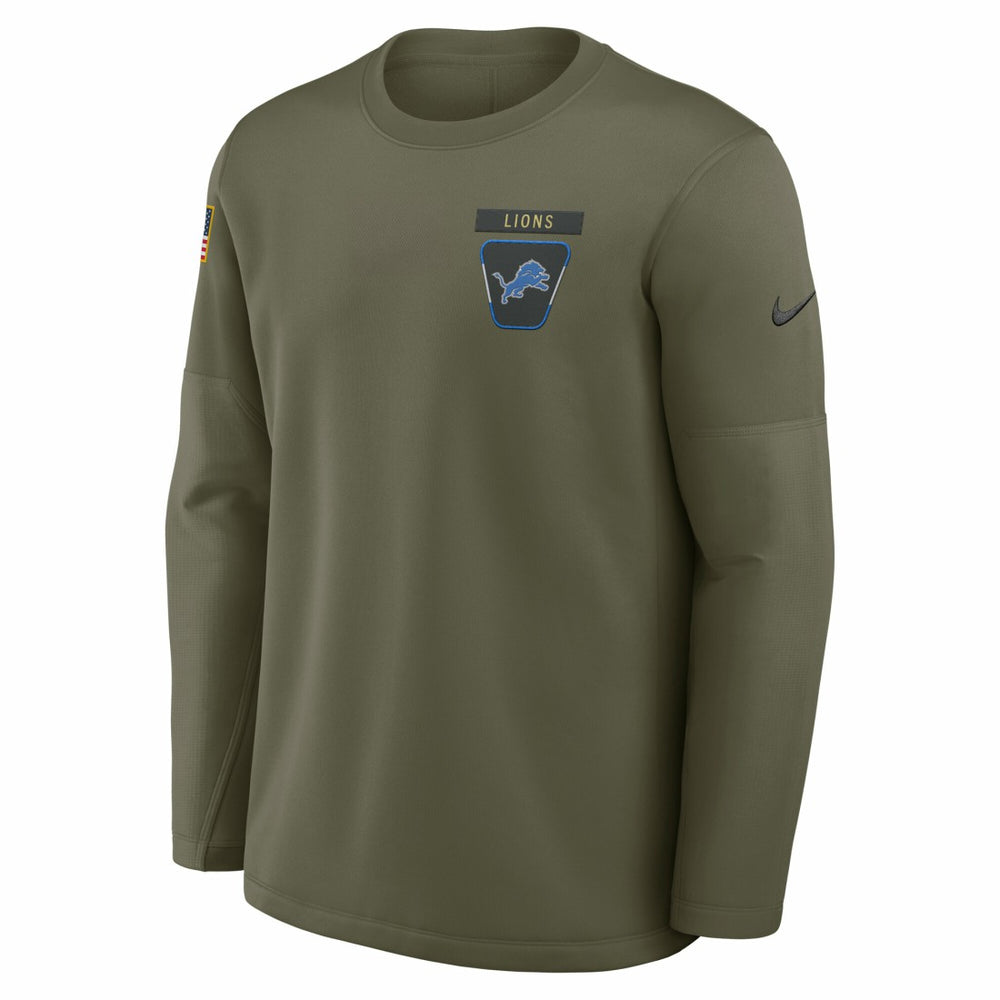 Nike Detroit Lions 2025 Salute to Service Sideline Coaches Therma-FIT Long Sleeve Shirt Olive