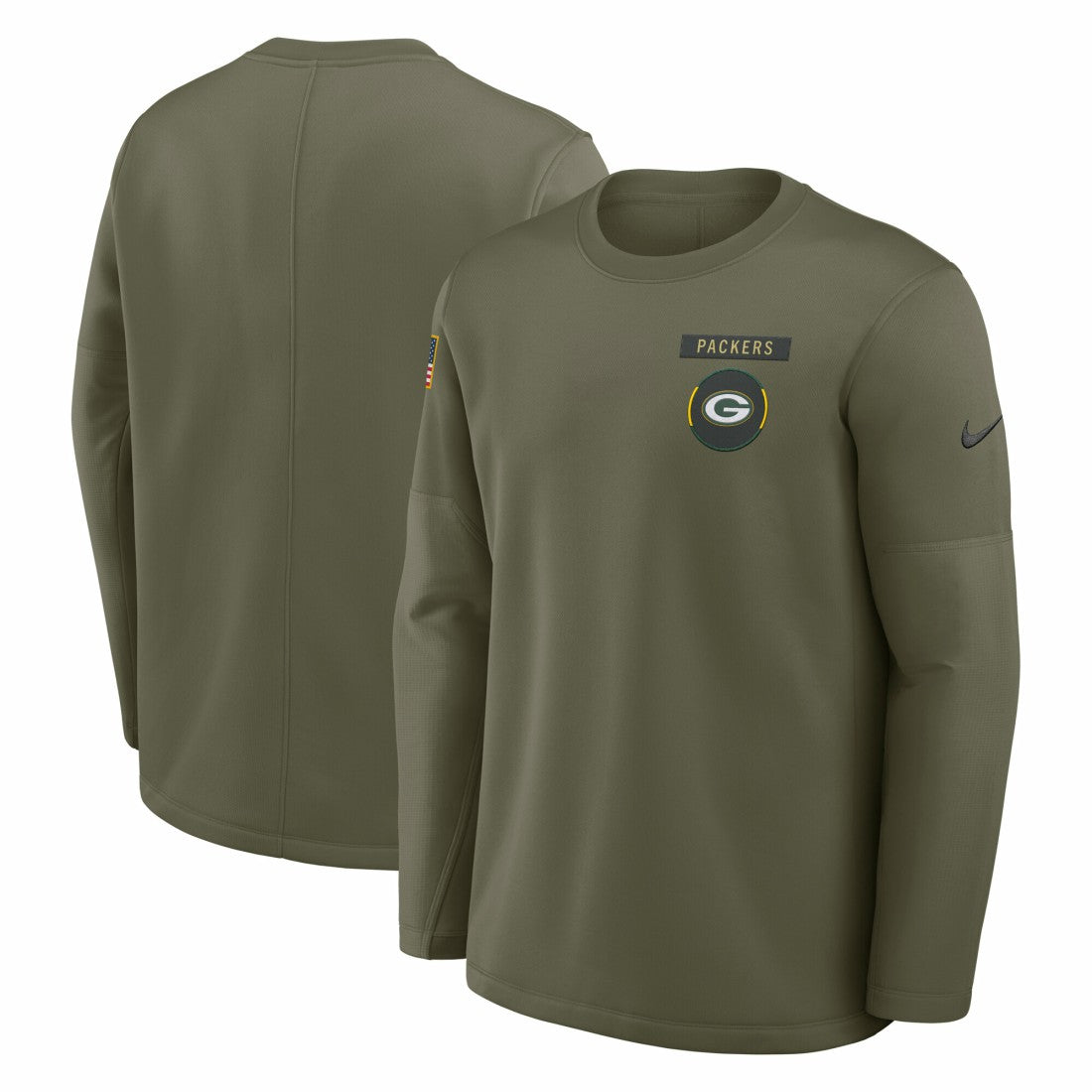 Nike Green Bay Packers 2025 Salute to Service Sideline Coaches Therma-FIT Long Sleeve Shirt Olive