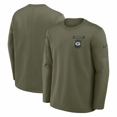 Nike Green Bay Packers 2025 Salute to Service Sideline Coaches Therma-FIT Long Sleeve Shirt Olive