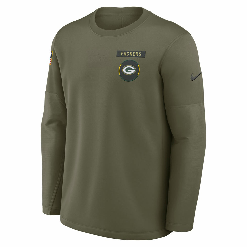Nike Green Bay Packers 2025 Salute to Service Sideline Coaches Therma-FIT Long Sleeve Shirt Olive