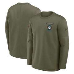 Nike Miami Dolphins 2025 Salute to Service Sideline Coaches Therma-FIT Long Sleeve Shirt Olive