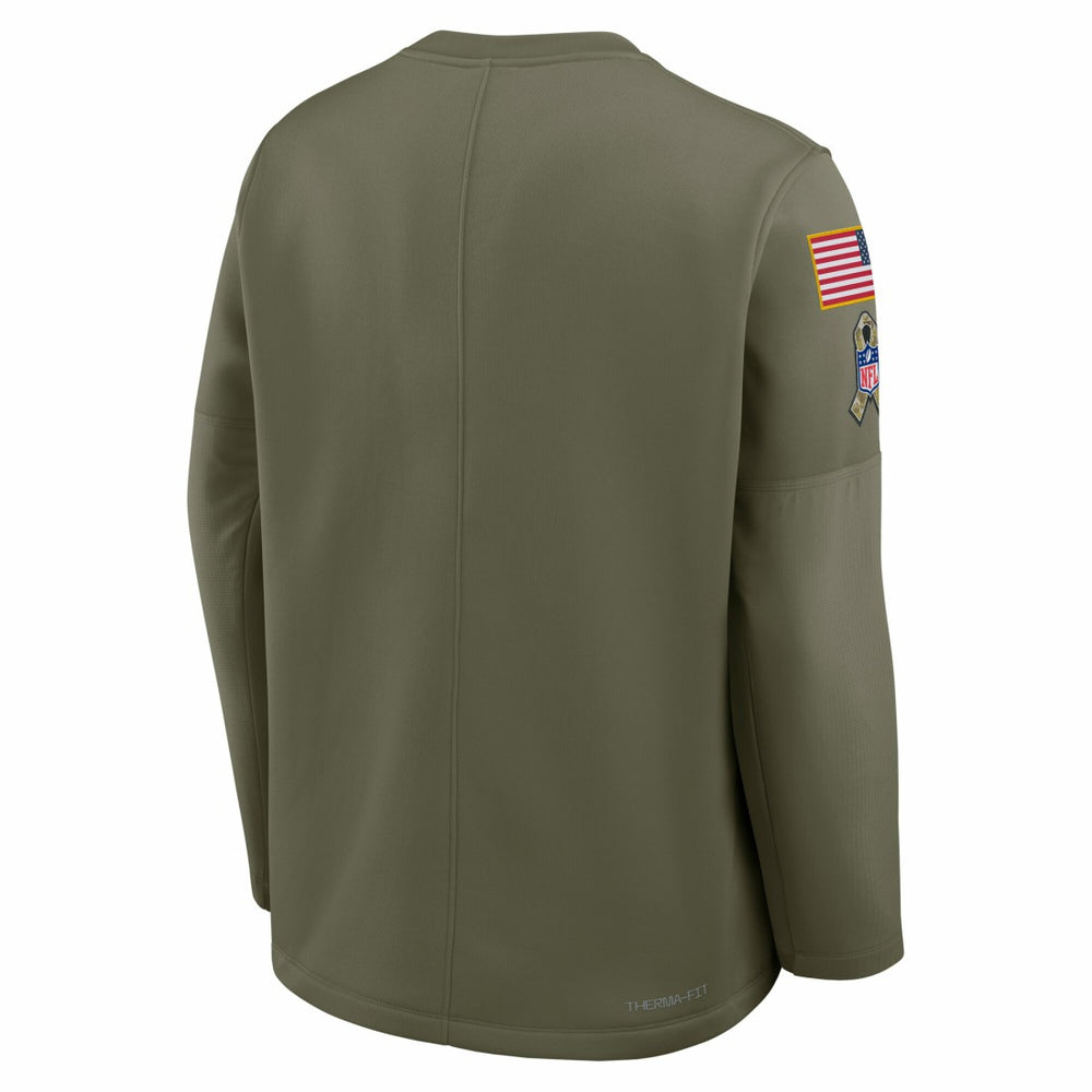 Nike Miami Dolphins 2025 Salute to Service Sideline Coaches Therma-FIT Long Sleeve Shirt Olive