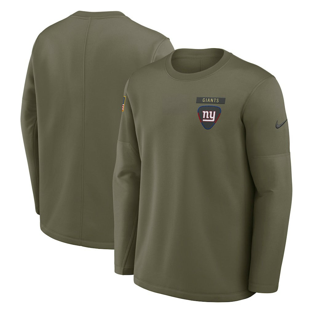 Nike New York Giants 2025 Salute to Service Sideline Coaches Therma-FIT Long Sleeve Shirt Olive