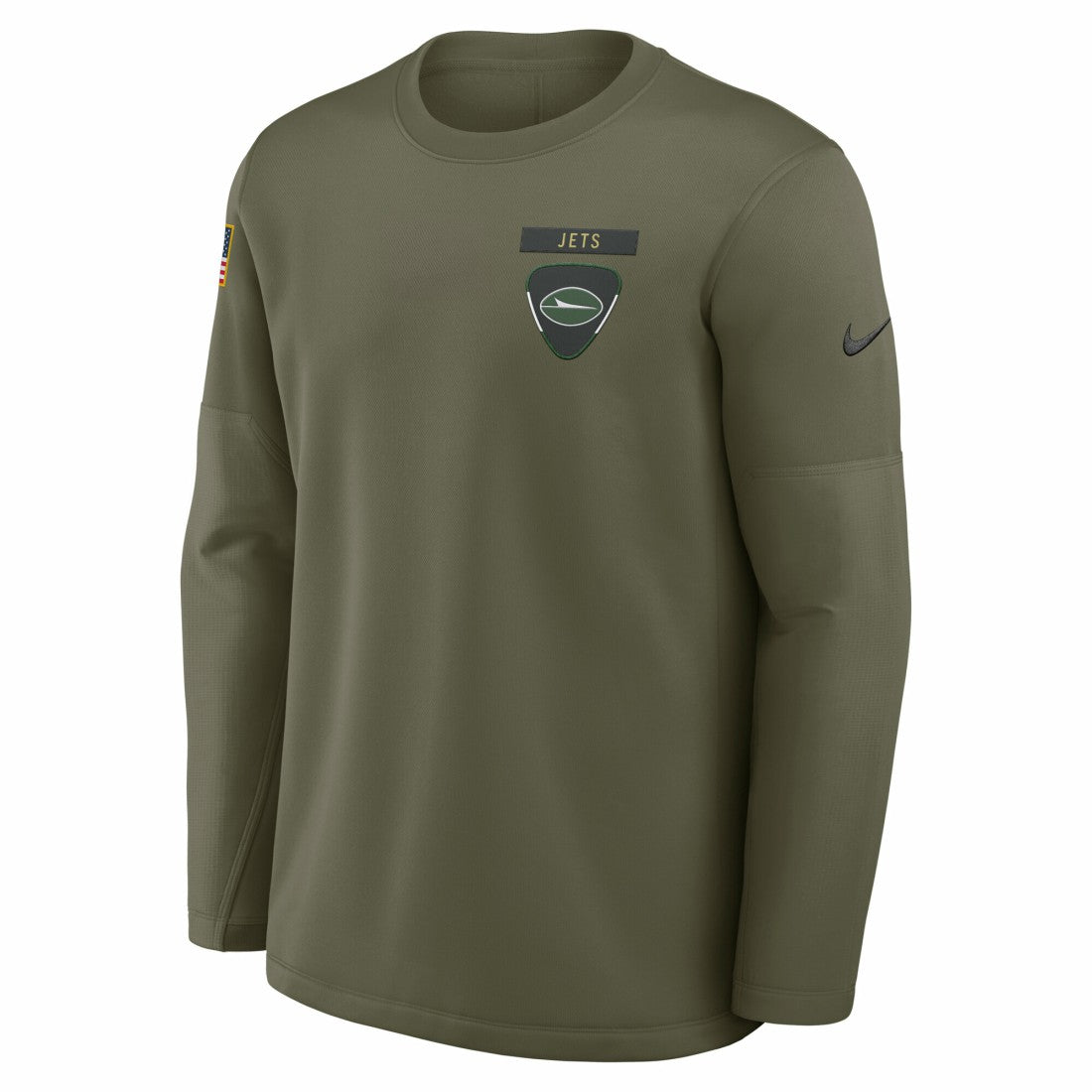 Nike New York Jets 2025 Salute to Service Sideline Coaches Therma-FIT Long Sleeve Shirt Olive