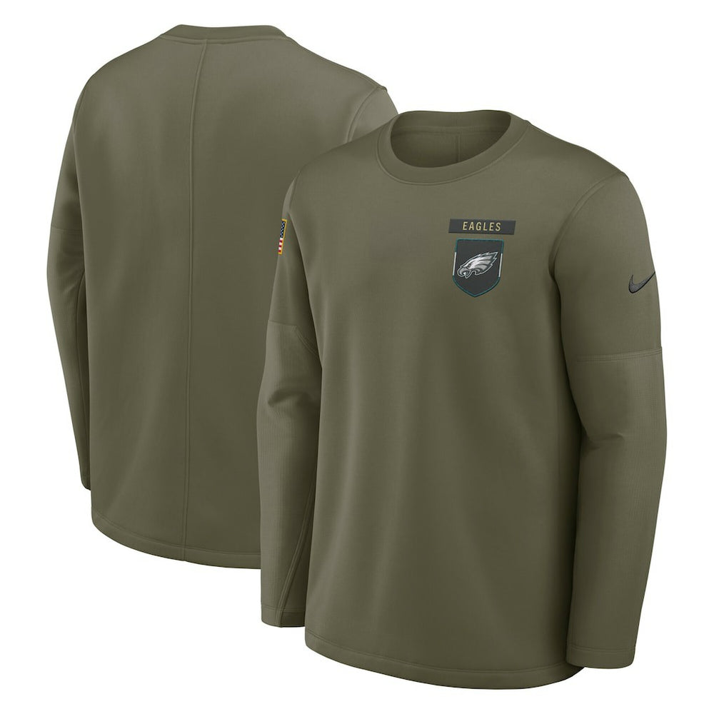 Nike Philadelphia Eagles 2025 Salute to Service Sideline Coaches Therma-FIT Long Sleeve Shirt Olive