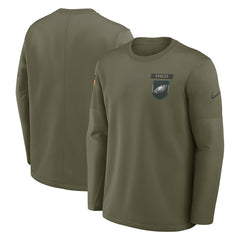 Nike Philadelphia Eagles 2025 Salute to Service Sideline Coaches Therma-FIT Long Sleeve Shirt Olive
