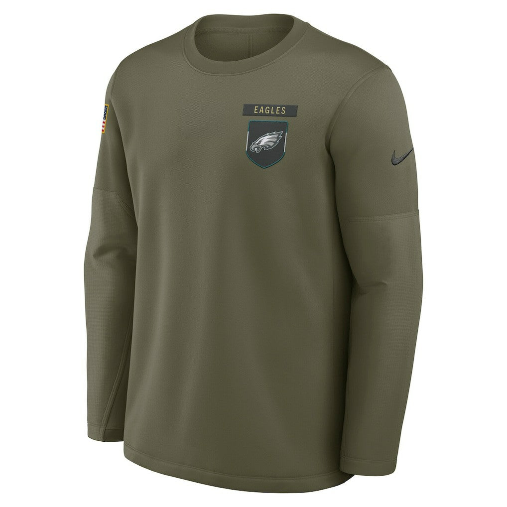 Nike Philadelphia Eagles 2025 Salute to Service Sideline Coaches Therma-FIT Long Sleeve Shirt Olive