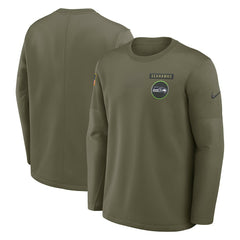 Nike Seattle Seahawks 2025 Salute to Service Sideline Coaches Therma-FIT Long Sleeve Shirt Olive