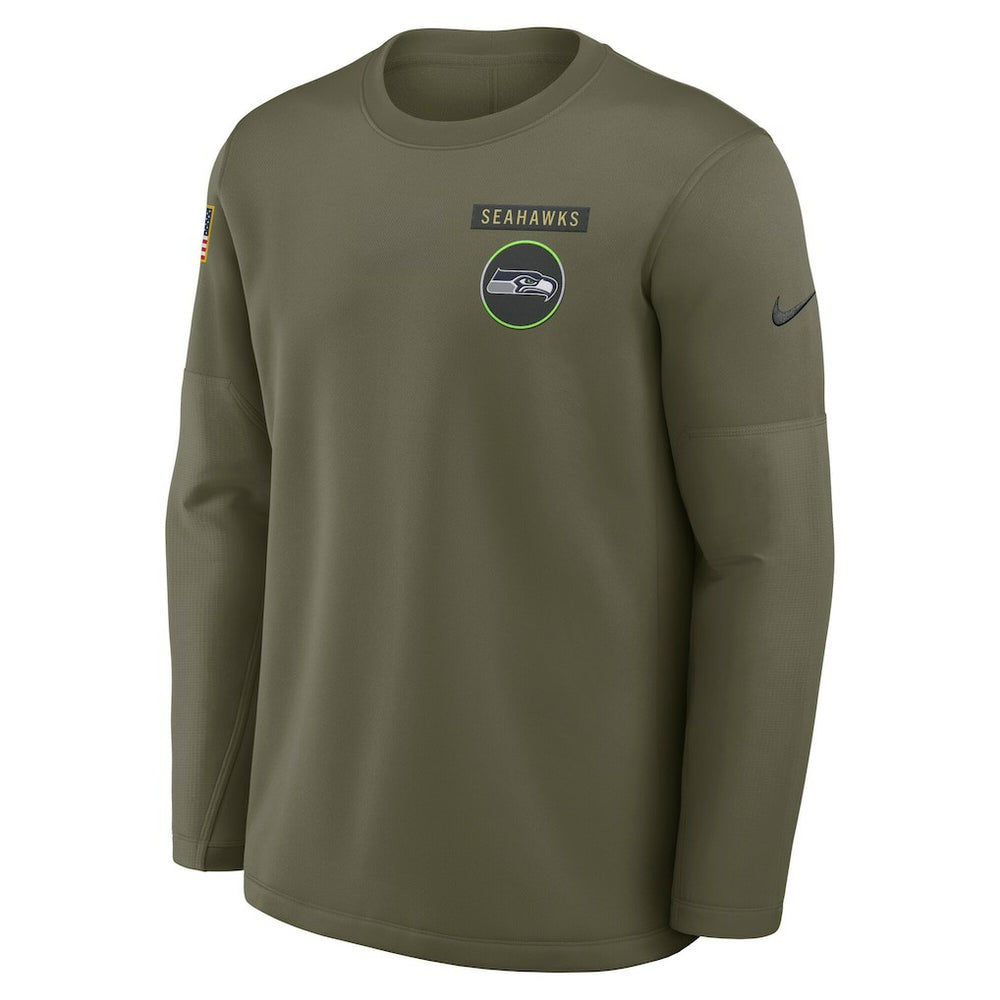 Nike Seattle Seahawks 2025 Salute to Service Sideline Coaches Therma-FIT Long Sleeve Shirt Olive
