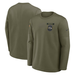 Nike Baltimore Ravens 2025 Salute to Service Sideline Coaches Therma-FIT Long Sleeve Shirt Olive