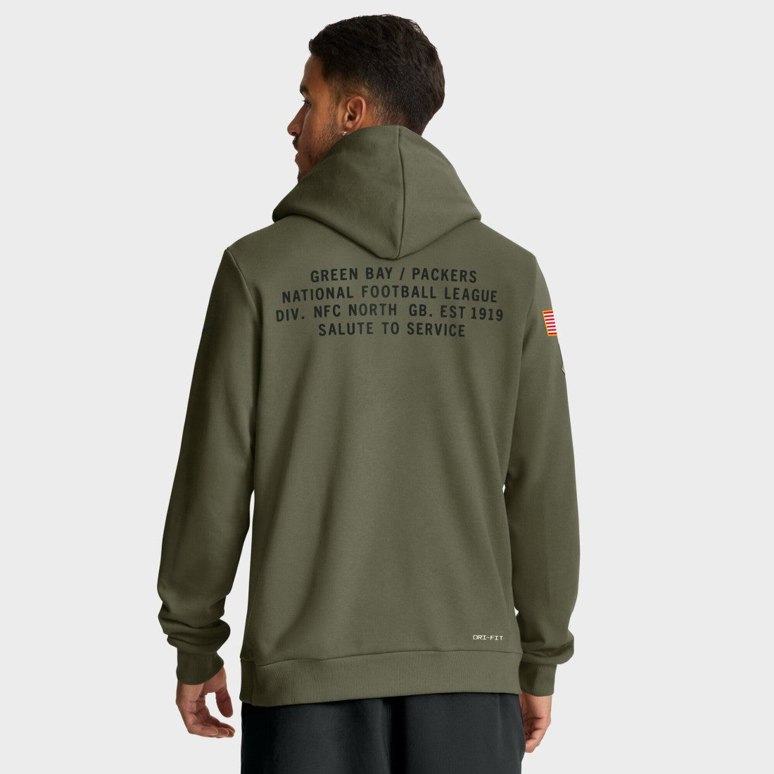 Nike Green Bay Packers Big & Tall 2025 Salute to Service Sideline Dominant Force Dri-FIT Hoodie Olive