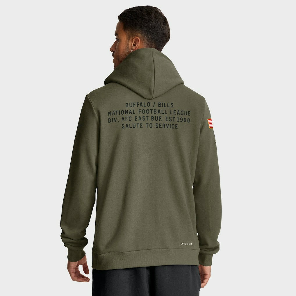 Nike Buffalo Bills Big & Tall 2025 Salute to Service Sideline Dominant Force Dri-FIT Hoodie Olive