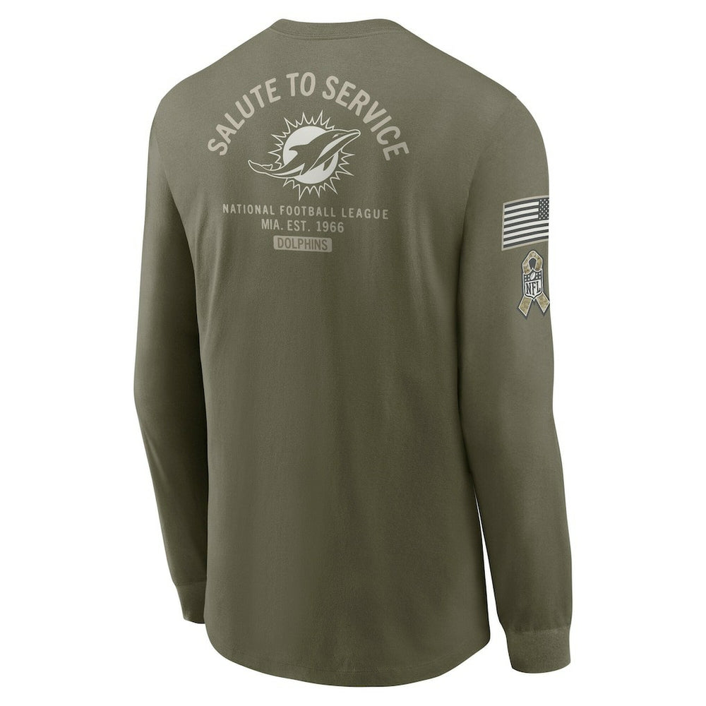 Nike Miami Dolphins 2025 Salute to Service Sideline Long Sleeve T-Shirt Olive