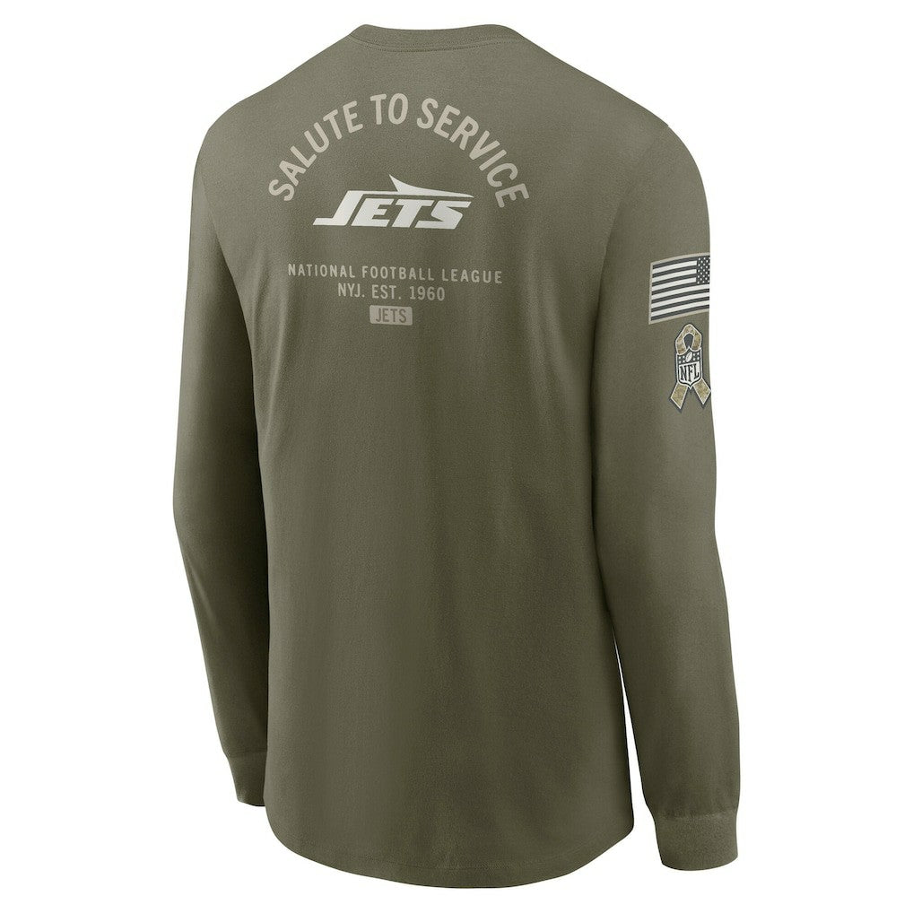 Nike New York Jets 2025 Salute to Service Sideline Long Sleeve T-Shirt Olive