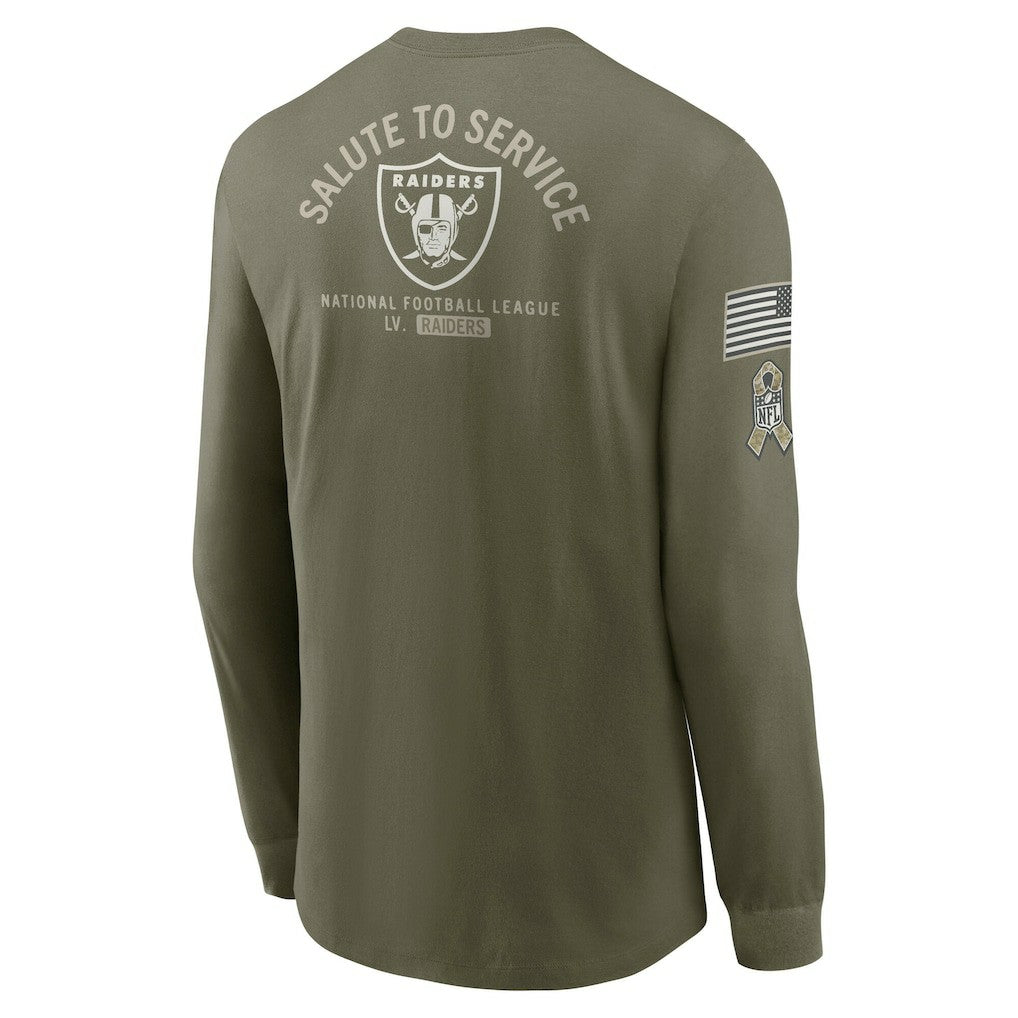 Nike Las Vegas Raiders 2025 Salute to Service Sideline Long Sleeve T-Shirt Olive