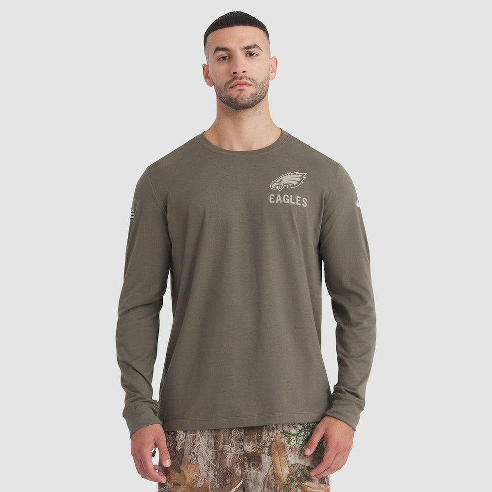 Nike Philadelphia Eagles 2025 Salute to Service Sideline Long Sleeve T-Shirt Olive