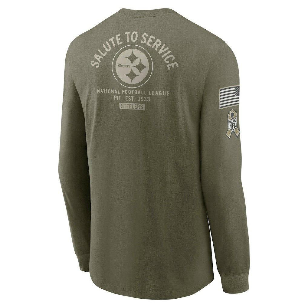 Nike Pittsburgh Steelers 2025 Salute to Service Sideline Long Sleeve T-Shirt Olive