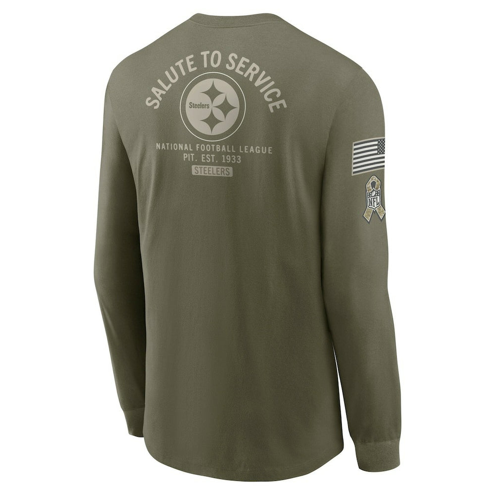 Nike Pittsburgh Steelers 2025 Salute to Service Sideline Long Sleeve T-Shirt Olive