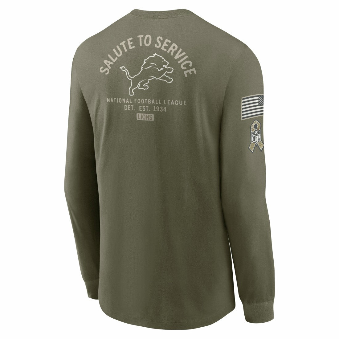 Nike Detroit Lions 2025 Salute to Service Sideline Long Sleeve T-Shirt Olive