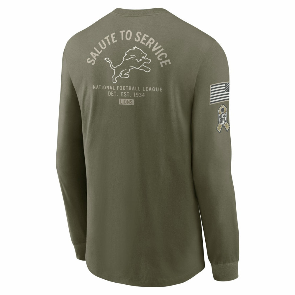 Nike Detroit Lions 2025 Salute to Service Sideline Long Sleeve T-Shirt Olive