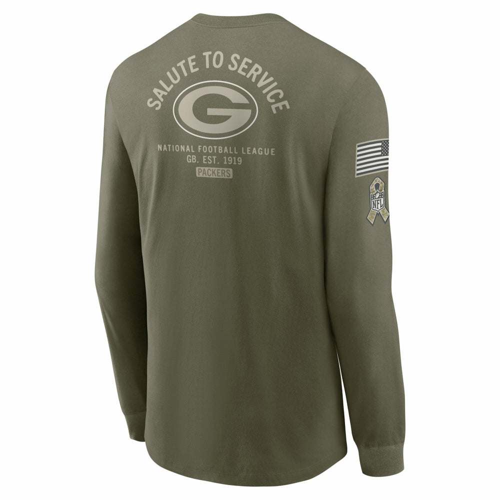 Nike Green Bay Packers 2025 Salute to Service Sideline Long Sleeve T-Shirt Olive