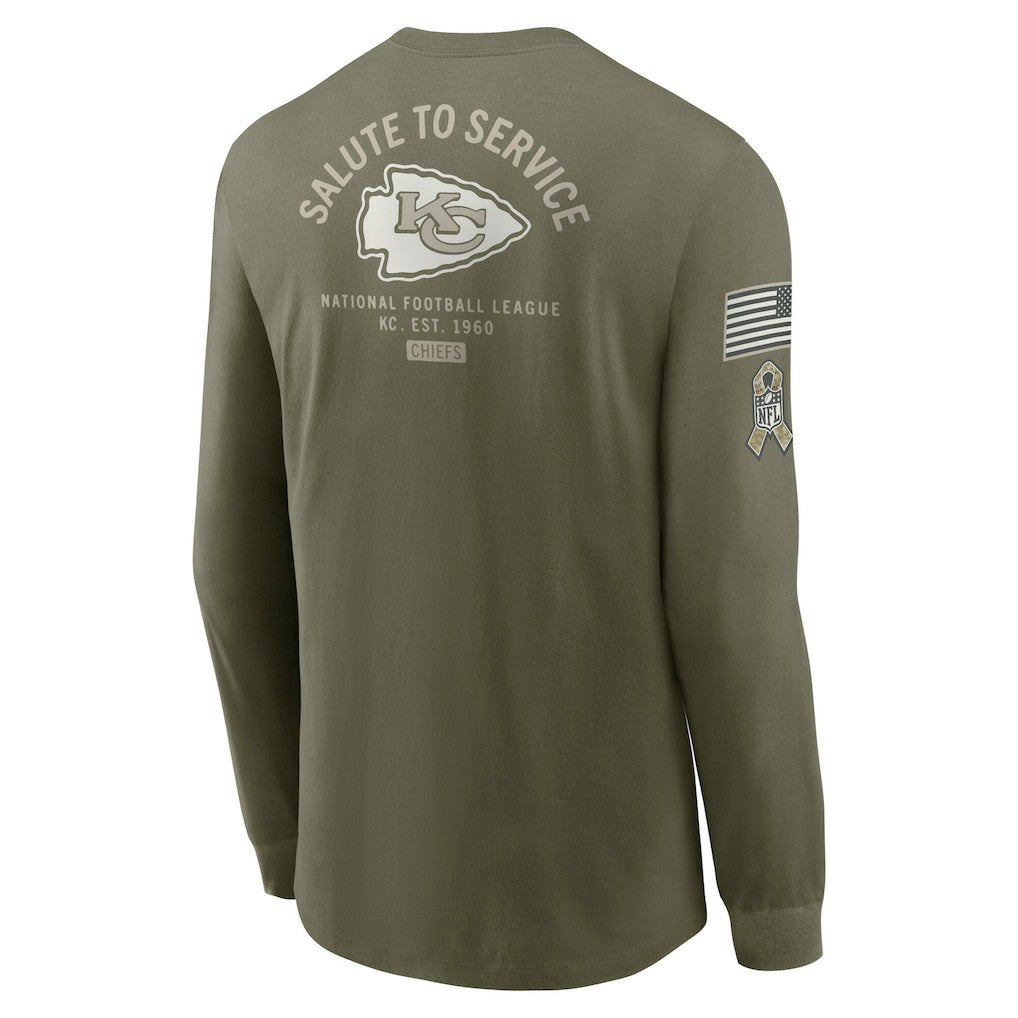 Nike Kansas City Chiefs 2025 Salute to Service Sideline Long Sleeve T-Shirt Olive