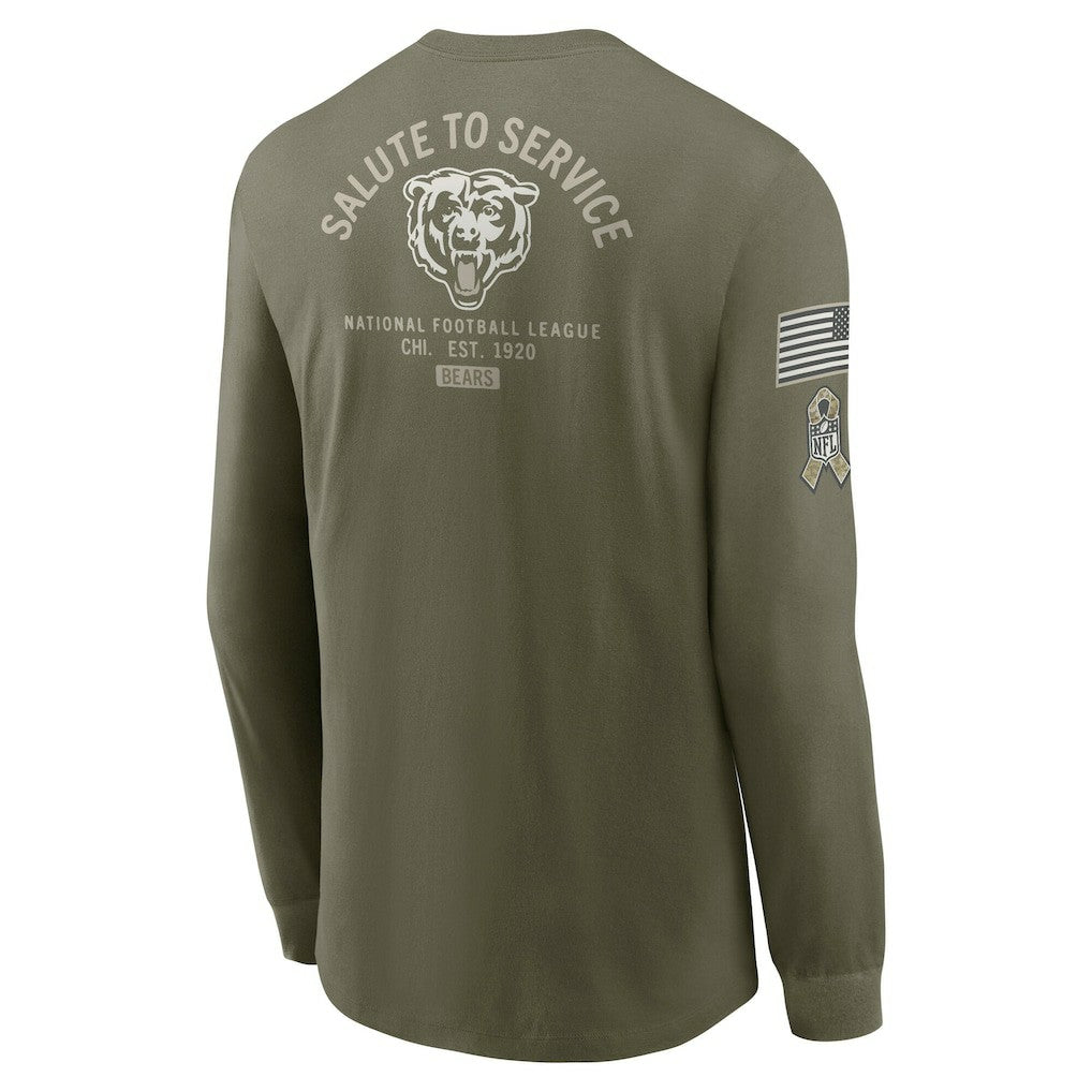 Nike Chicago Bears 2025 Salute to Service Sideline Long Sleeve T-Shirt Olive