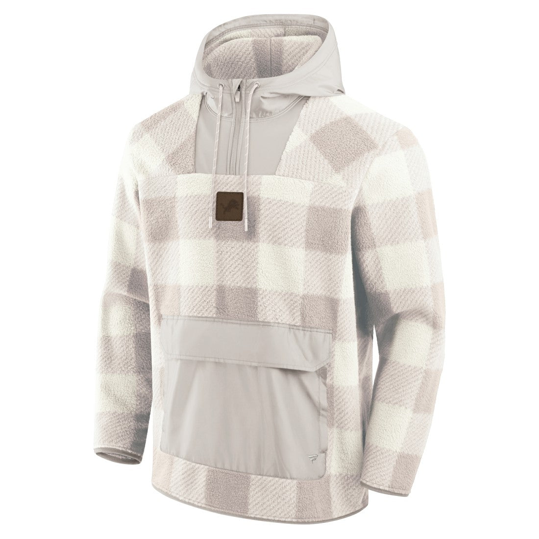 Fanatics Detroit Lions Elements Plaid Polar Fleece Quarter-Zip Hoodie Gray