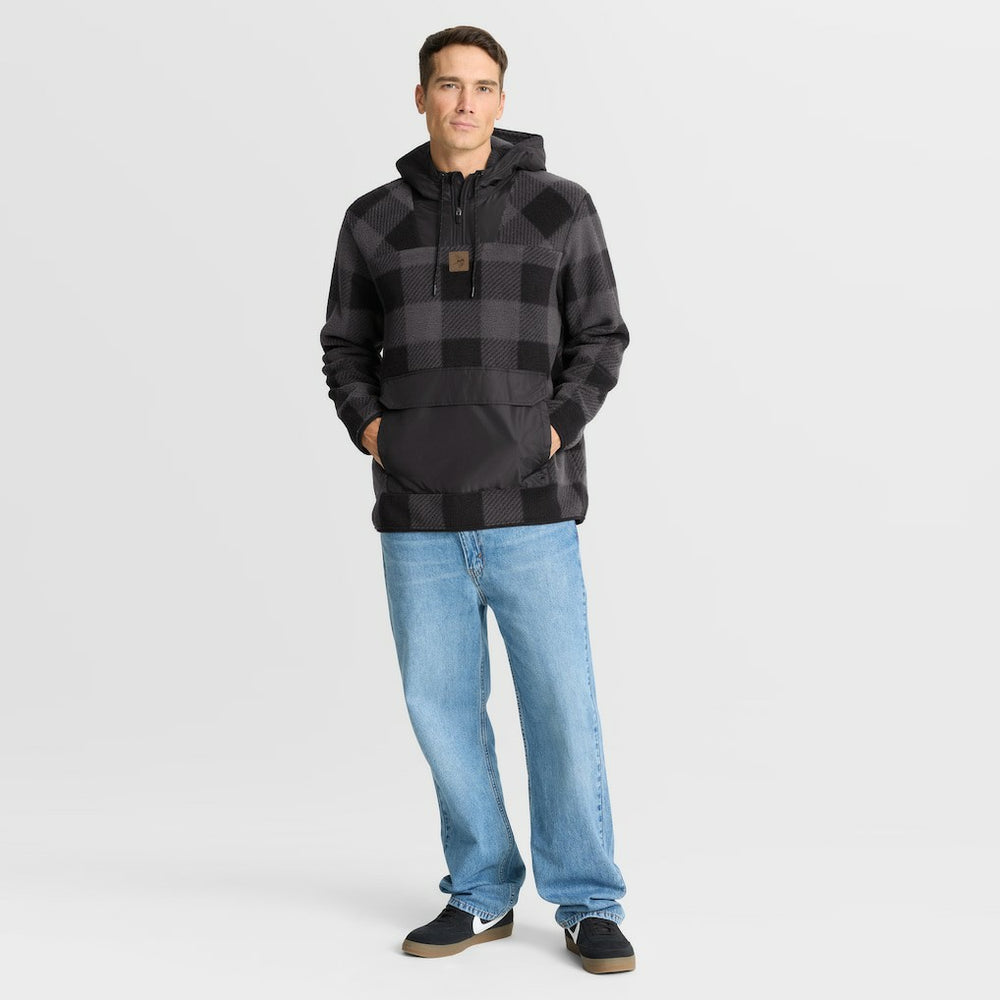 Fanatics Minnesota Vikings Elements Plaid Polar Fleece Quarter-Zip Hoodie Black