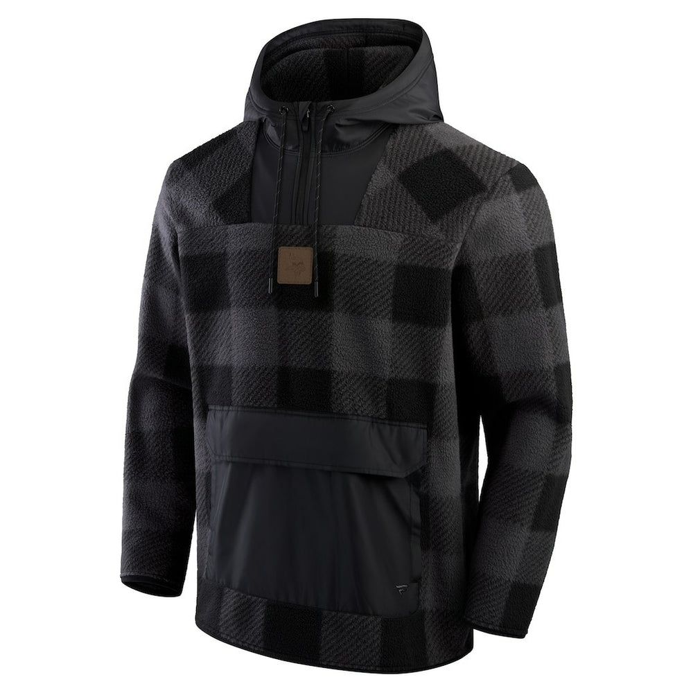 Fanatics Minnesota Vikings Elements Plaid Polar Fleece Quarter-Zip Hoodie Black