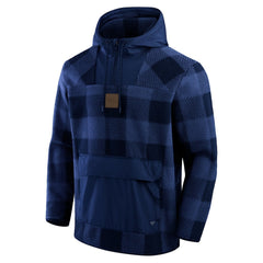 Fanatics Denver Broncos Elements Plaid Polar Fleece Quarter-Zip Hoodie Navy