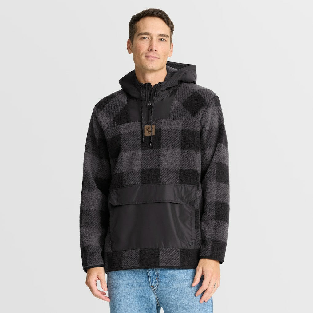 Fanatics Chicago Bears Elements Plaid Polar Fleece Quarter-Zip Hoodie Black