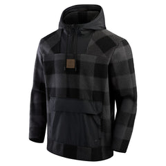 Fanatics Green Bay Packers Elements Plaid Polar Fleece Quarter-Zip Hoodie Black