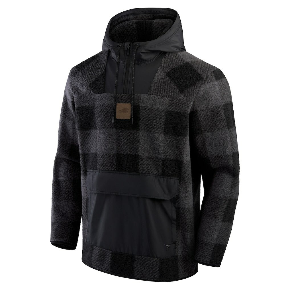 Fanatics Buffalo Bills Elements Plaid Polar Fleece Quarter-Zip Hoodie Black