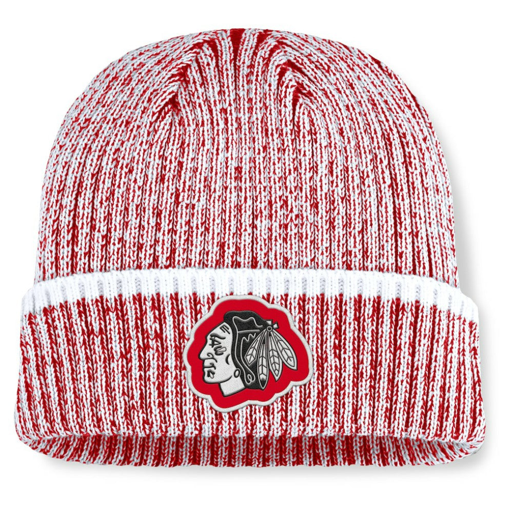 Chicago Blackhawks Fanatics Fundamental Haze Cuffed Knit Hat - Red/White - NHL 202777510