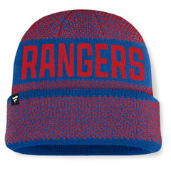New York Rangers Fanatics Fundamentals Shelter Cuffed Knit Hat - Blue/Red - NHL 202777525