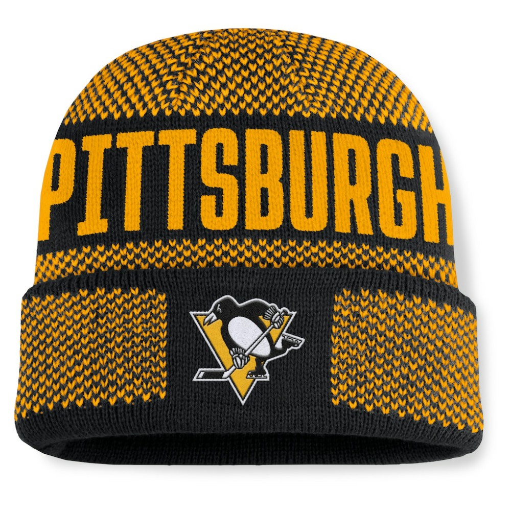 Pittsburgh Penguins Fanatics Fundamentals Shelter Cuffed Knit Hat - Black/Gold - NHL 202777528