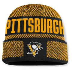 Pittsburgh Penguins Fanatics Fundamentals Shelter Cuffed Knit Hat - Black/Gold - NHL 202777528