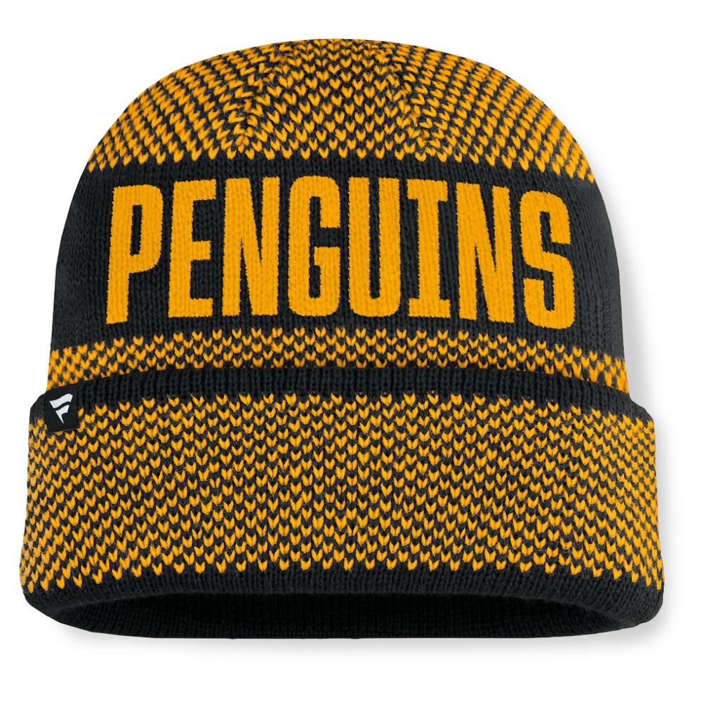 Pittsburgh Penguins Fanatics Fundamentals Shelter Cuffed Knit Hat - Black/Gold - NHL 202777528