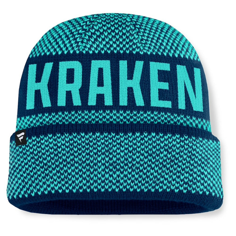 Seattle Kraken Fanatics Fundamentals Shelter Cuffed Knit Hat - Deep Sea Blue/Light Blue - NHL 202777530