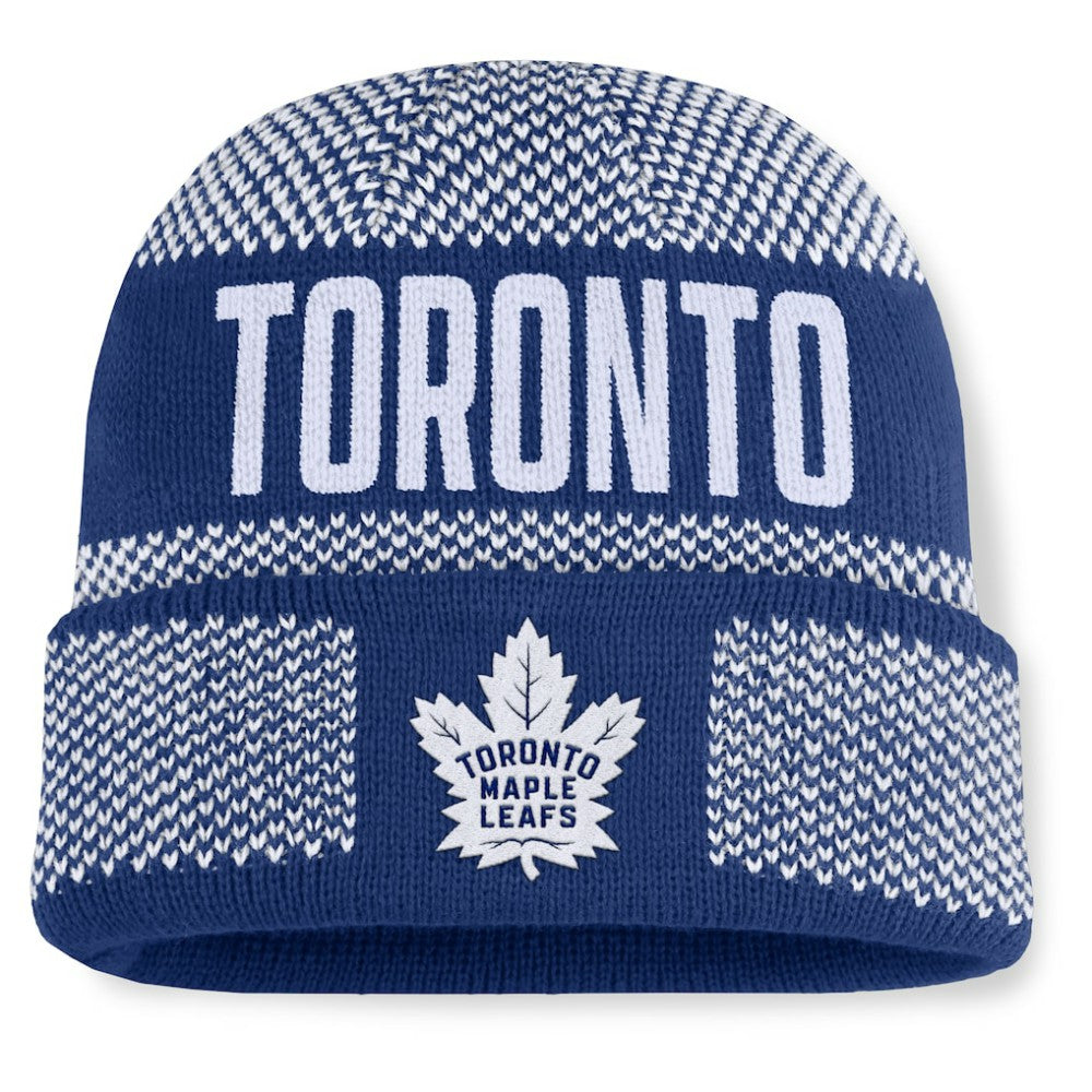Toronto Maple Leafs Fanatics Fundamentals Shelter Cuffed Knit Hat - Blue/White - NHL 202777533