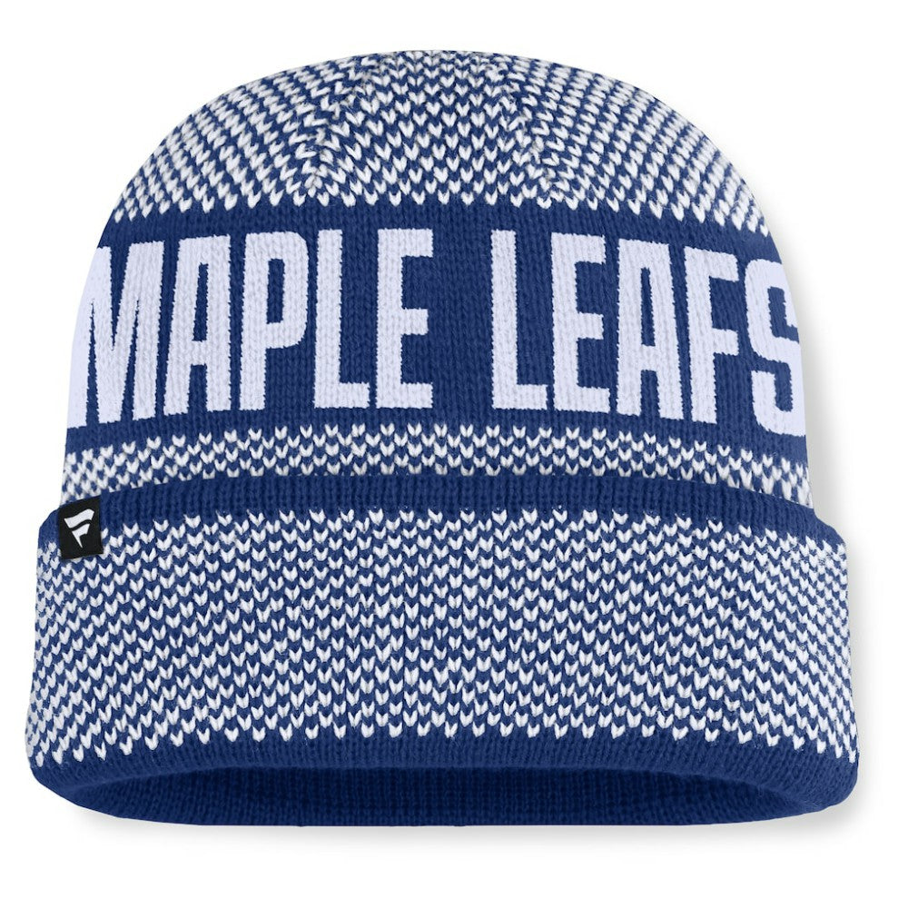 Toronto Maple Leafs Fanatics Fundamentals Shelter Cuffed Knit Hat - Blue/White - NHL 202777533