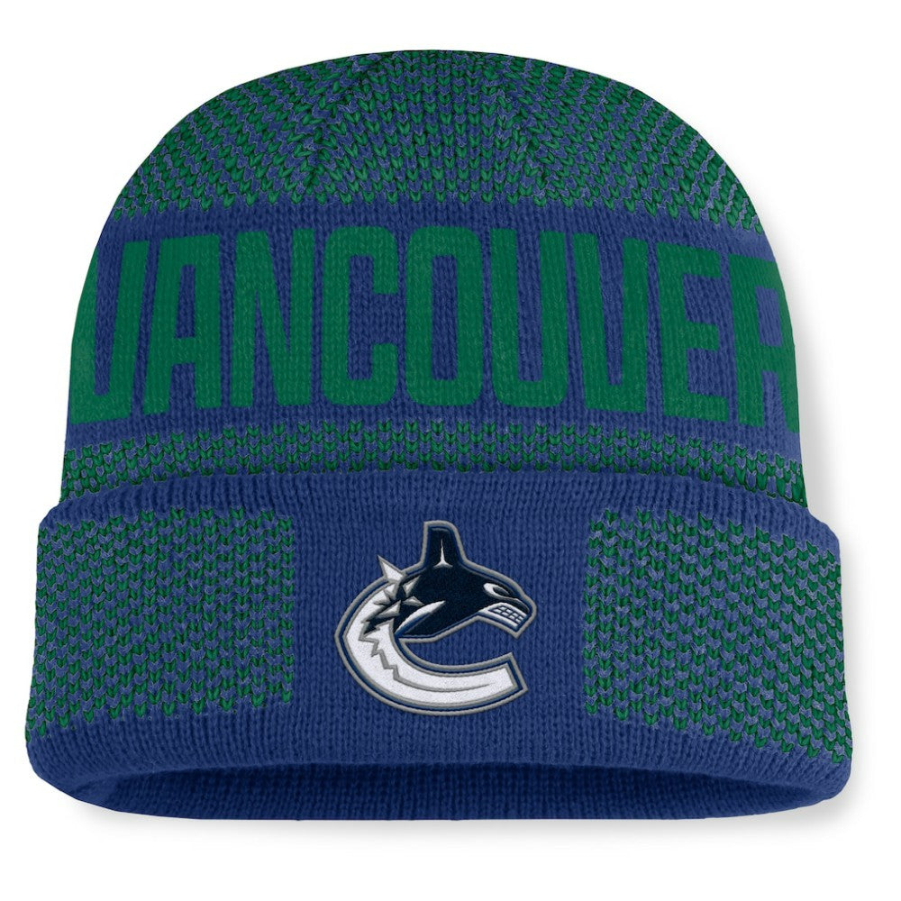 Vancouver Canucks Fanatics Fundamentals Shelter Cuffed Knit Hat - Blue/Green - NHL 202777535