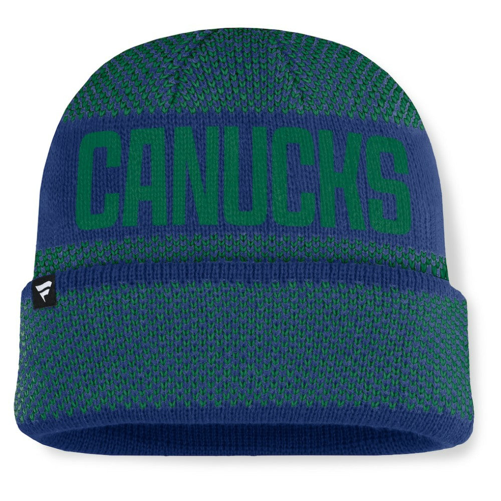 Vancouver Canucks Fanatics Fundamentals Shelter Cuffed Knit Hat - Blue/Green - NHL 202777535