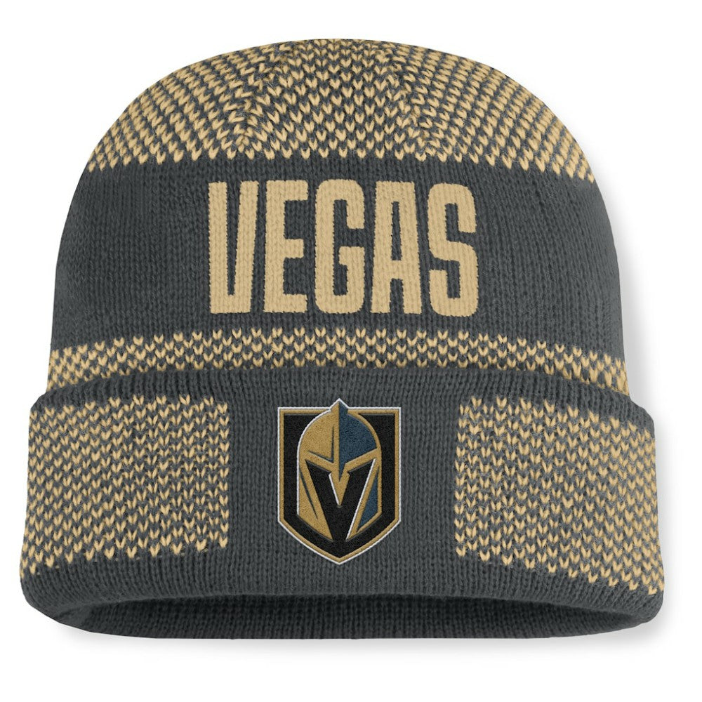 Vegas Golden Knights Fanatics Fundamentals Shelter Cuffed Knit Hat - Charcoal/Gold - NHL 202777536