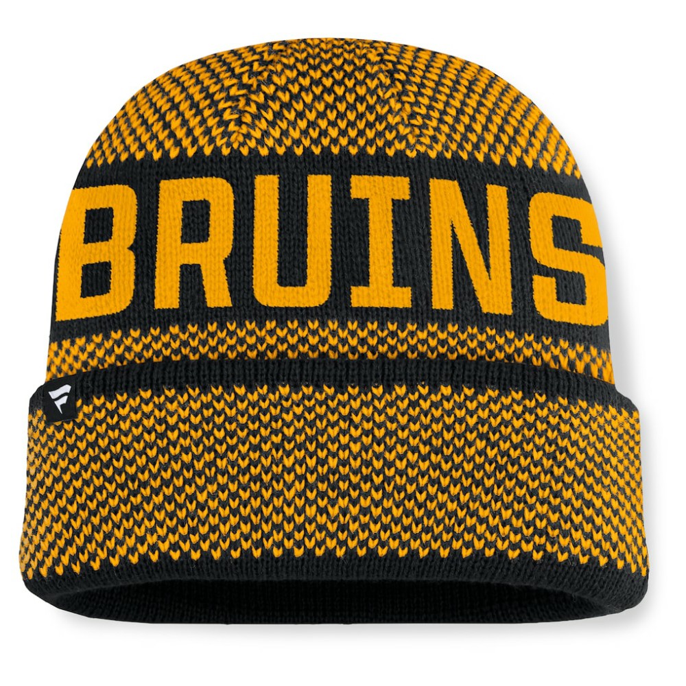 Boston Bruins Fanatics Fundamentals Shelter Cuffed Knit Hat - Black/Gold - NHL 202777549