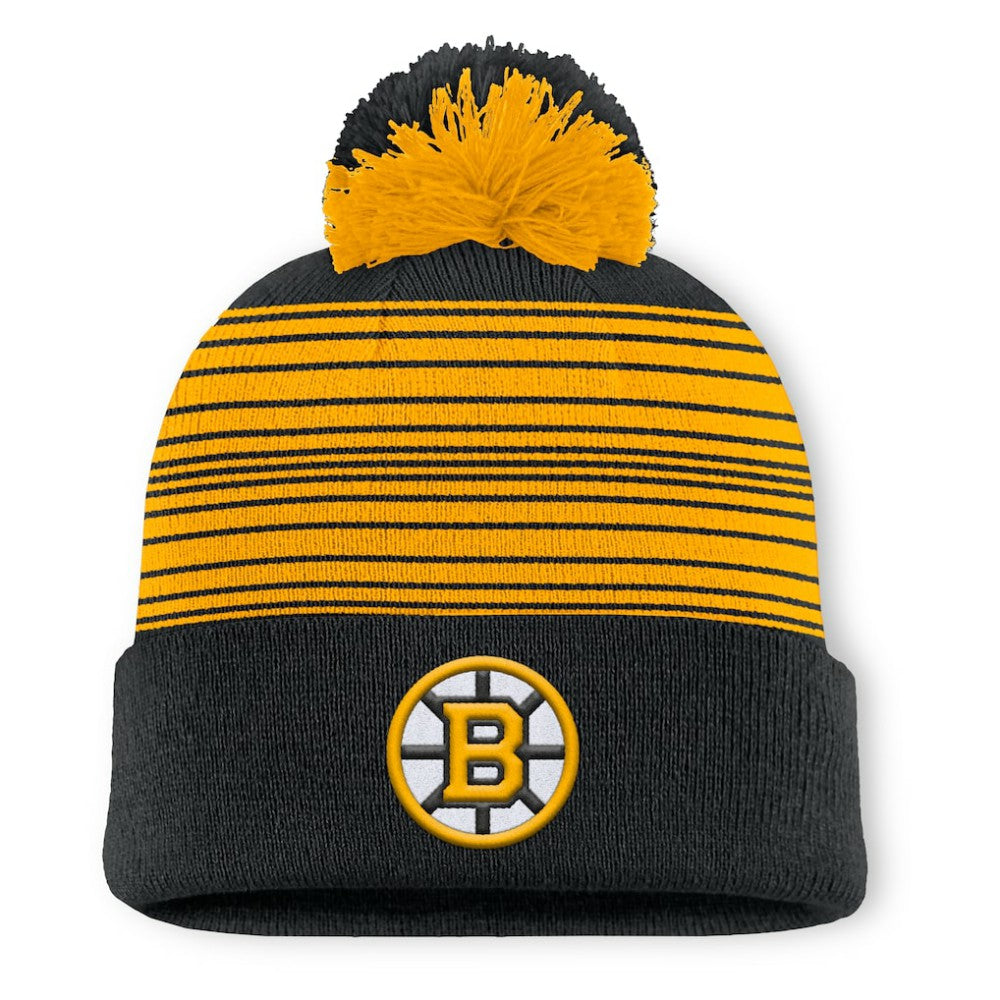 Boston Bruins Fanatics Fundamental Spirit Cuffed Pom Knit Hat - Black - NHL 202777554